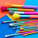 Makeup Brushes 15Pcs Colourful Makeup Brush Set with wool fiber bristles and plastic handles, ideal for foundation, blush, and eye shadow blending.