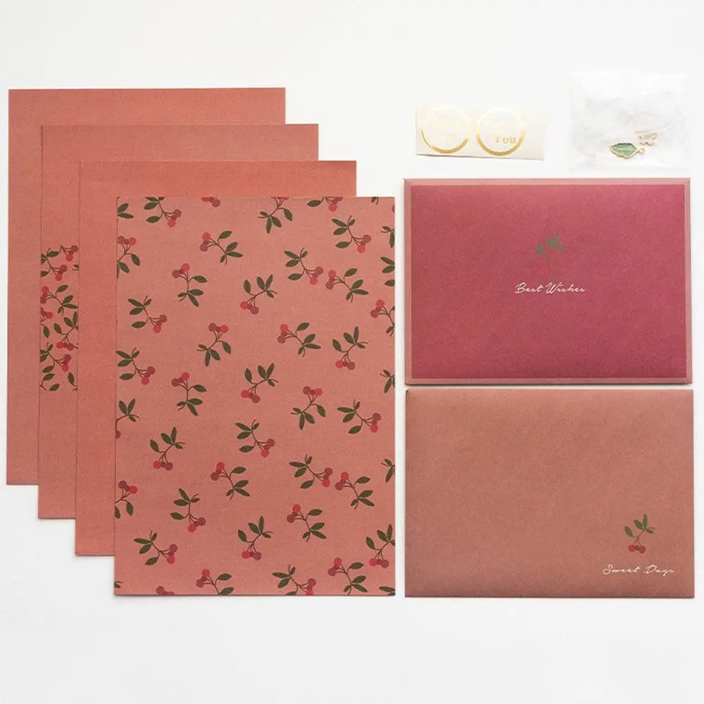 Gift Card Flowers Floral Envelopes DIY Postcard with Stickers Letter Pads Writable Kawaii Letter Writing Paper Invitations Cards beyutihealth