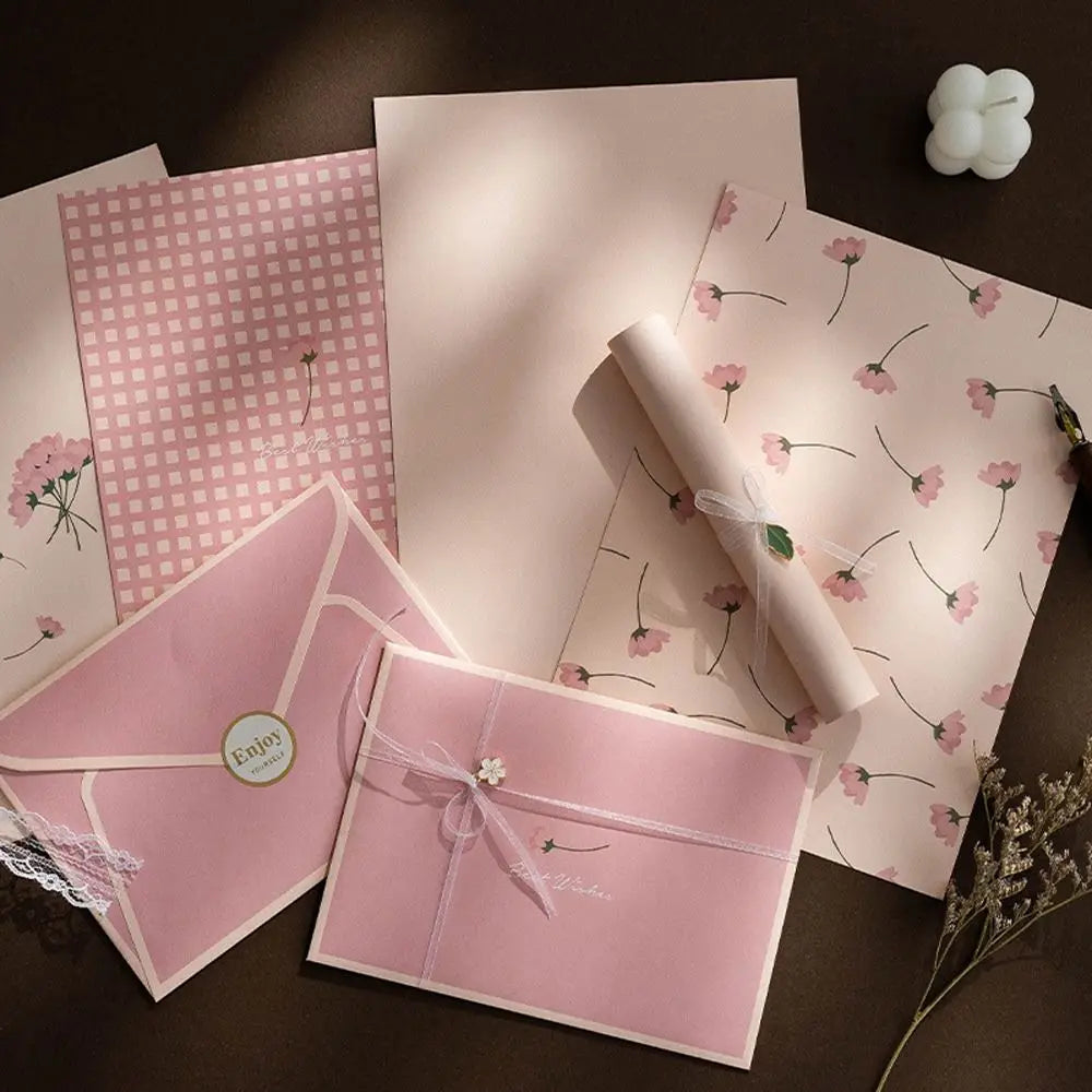 Gift Card Flowers Floral Envelopes DIY Postcard with Stickers Letter Pads Writable Kawaii Letter Writing Paper Invitations Cards beyutihealth