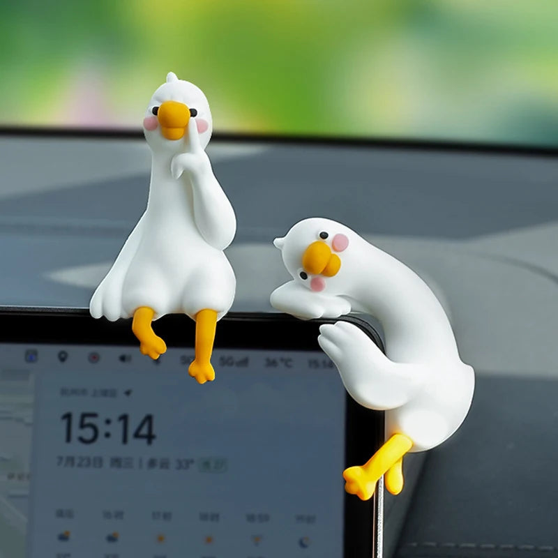 Resin Cartoon Animal Decor For Desk Car Dashboard TV Monitor Gift Idea Cute 3D Duck Figurine Mini Resin Duck Ornament Playful beyutihealth