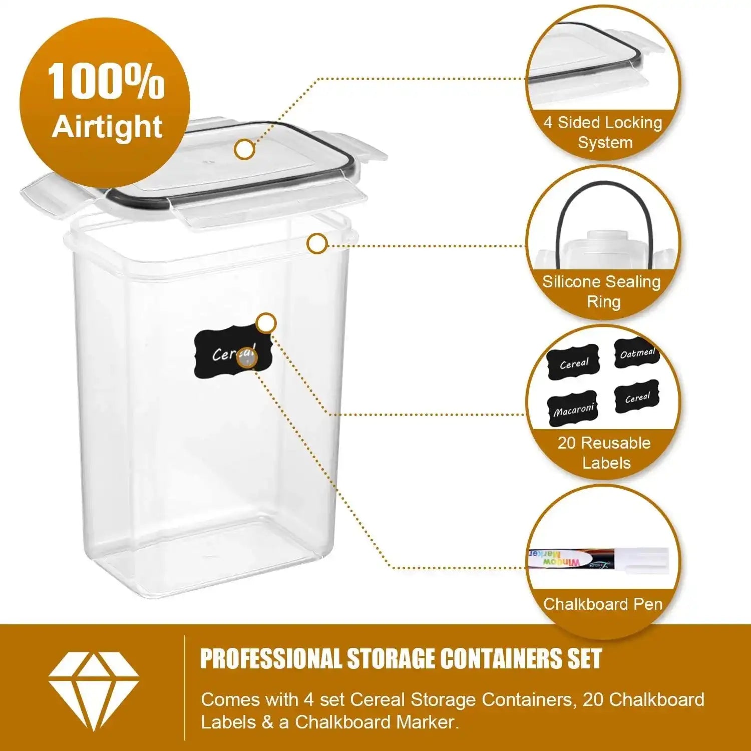 BPA Free Plastic Food Storage Containers Set in a modern kitchen with airtight lids