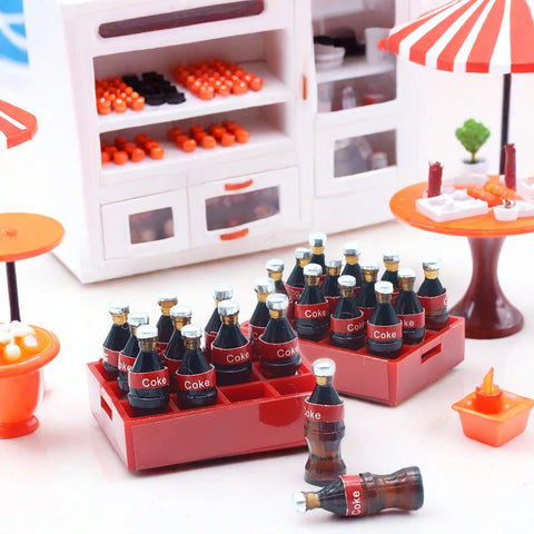 13Pcs/Set Dollhouse Miniature Mini Cola Bottles Drinks Tray Storage Box Model Kits Kitchen Food Play Scene Decoration Accessorie beyutihealth