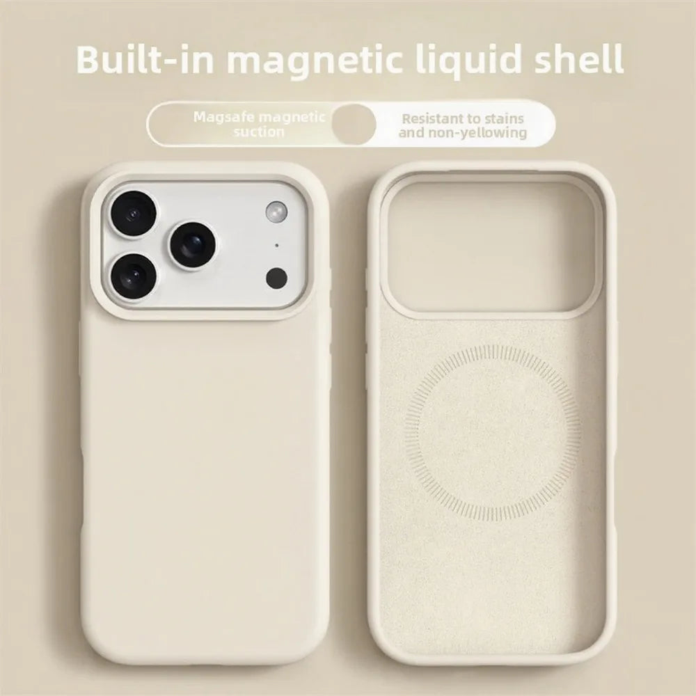 Original Magnetic Phone Case For iPhone 17 16 Pro Max Liquid Silicone Cases For iPhone17 16 Pro Max 17Pro Air Soft Bumper Cover beyutihealth