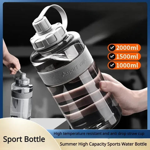 2 Liter Big Water Bottle With Straw 2L/1.5L/1L/0.6L Large Capacity School Gym Sports Drinking Bottles Fitness botella de agua 물병 beyutihealth