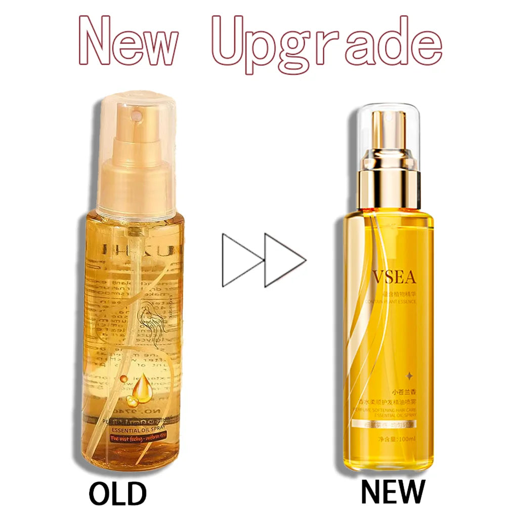 Hair care essential oil spray bottle, nourishing repair, shiny finish, long-lasting fragrance