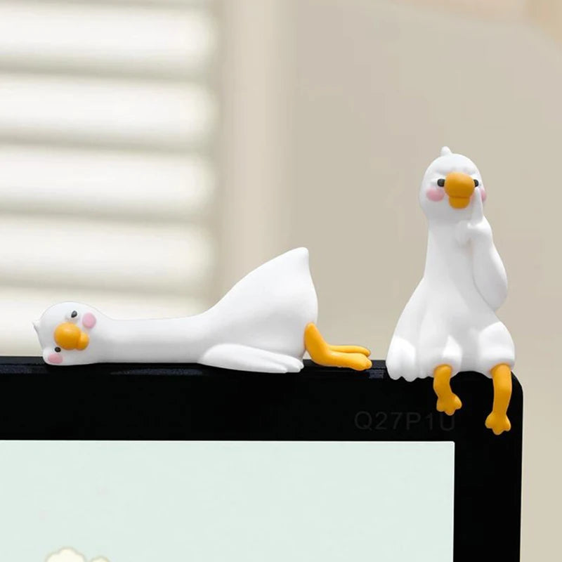Resin Cartoon Animal Decor For Desk Car Dashboard TV Monitor Gift Idea Cute 3D Duck Figurine Mini Resin Duck Ornament Playful beyutihealth