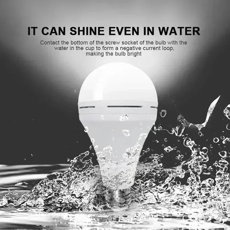 LED Rechargeable Light Bulb shining in water