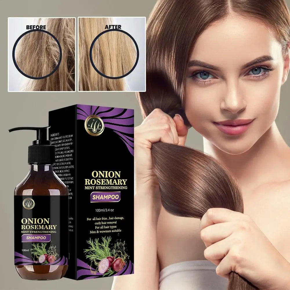 Before and after hair growth comparison for onion rosemary shampoo
