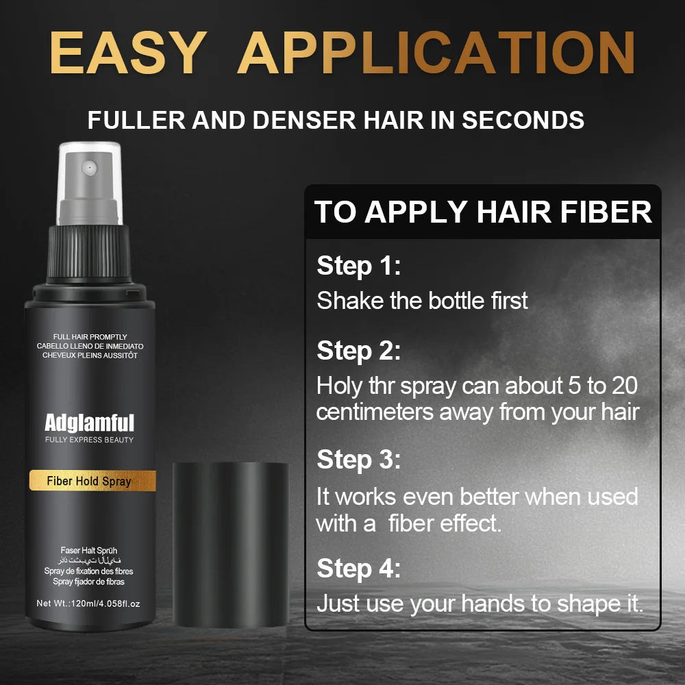 Hair fiber spray bottle with instructions for easy application