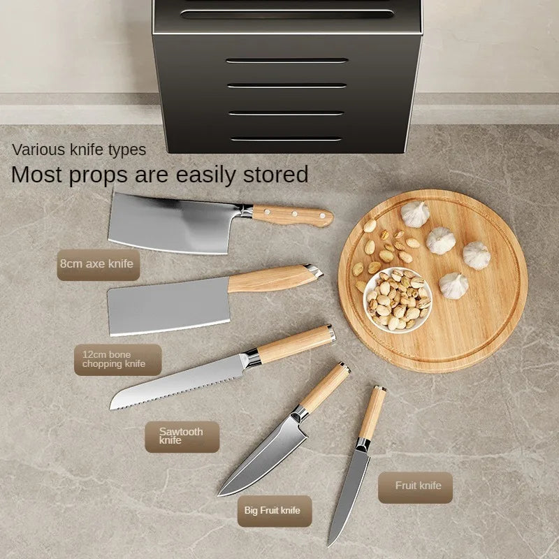 Kitchen knife storage box, knife holder, non-perforation, wall-mounted rack, kitchen items, kitchen accessories organizer