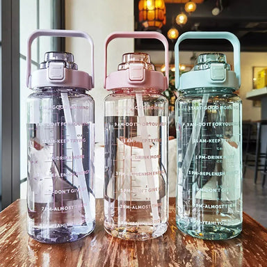 2 Liters Plastic Kettle Large Portable Travel Water Bottle with Straw  Sports Fitness Cup High Value Big Fat Cup Adult Universal beyutihealth