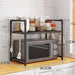 Multi-layer kitchen storage rack with microwave shelf and condiment organizer, ideal for countertop tidying and kitchen accessories display.