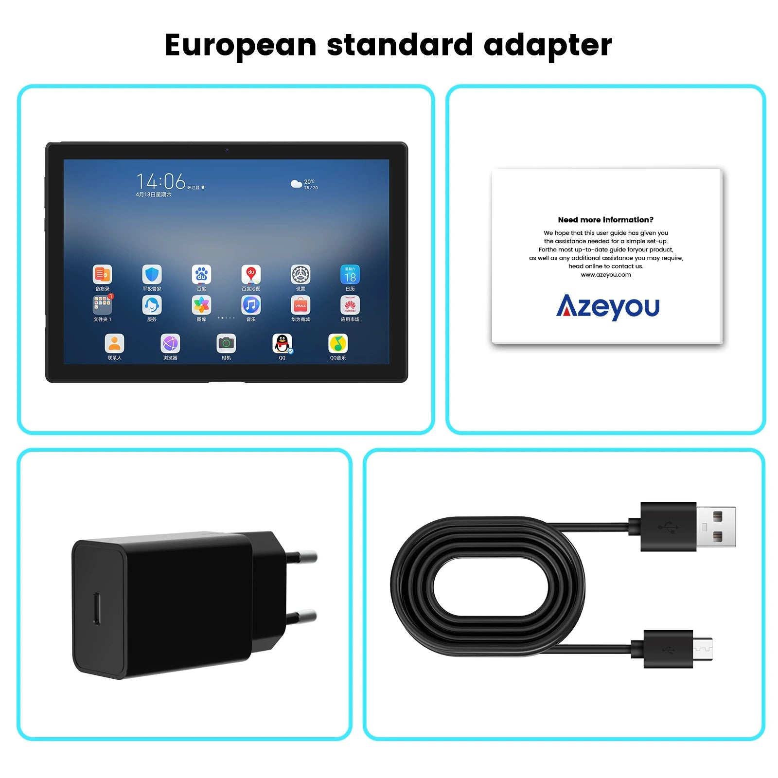 10.1-inch tablet with app icons on screen