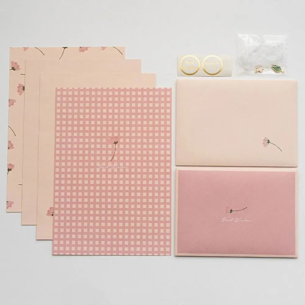 Gift Card Flowers Floral Envelopes DIY Postcard with Stickers Letter Pads Writable Kawaii Letter Writing Paper Invitations Cards beyutihealth