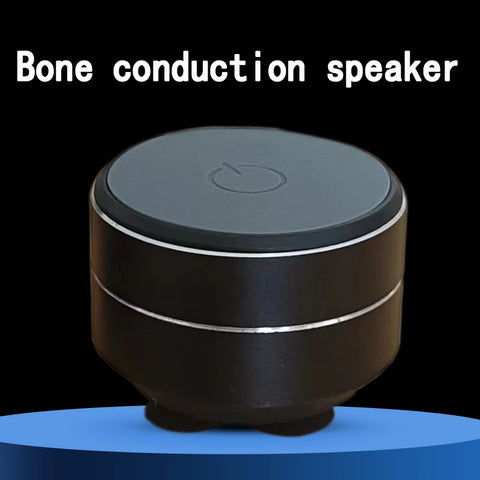 Bone conduction wireless speaker with sucker mount and sleek black metal design, ideal for dynamic audio and enhanced bass output.