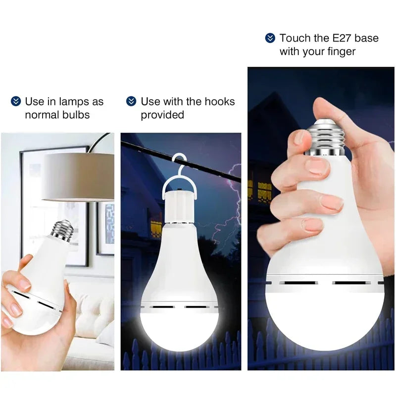 LED Rechargeable Light Bulb in use as a portable lamp
