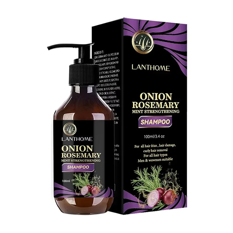 Onion Rosemary Mint Strengthening Shampoo bottle with box, hair care product for hair growth and volume