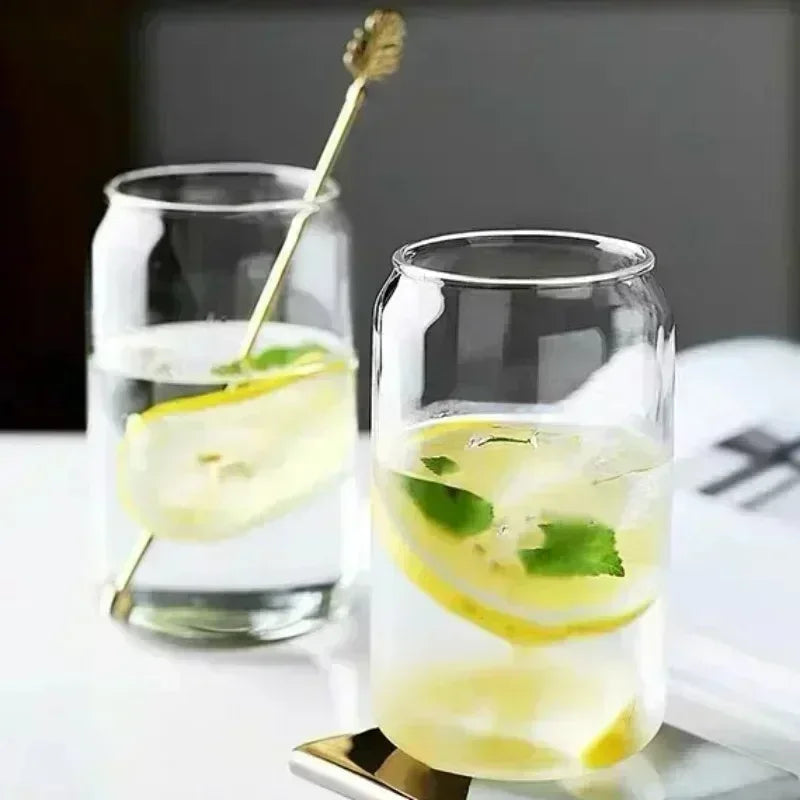 350ml/550ml Glass Cup Cola Cold Drink Water Cup with Bamboo Lid Coffee Milk Juice Straw Mug Beer Can Drink Home Breakfast Cup beyutihealth