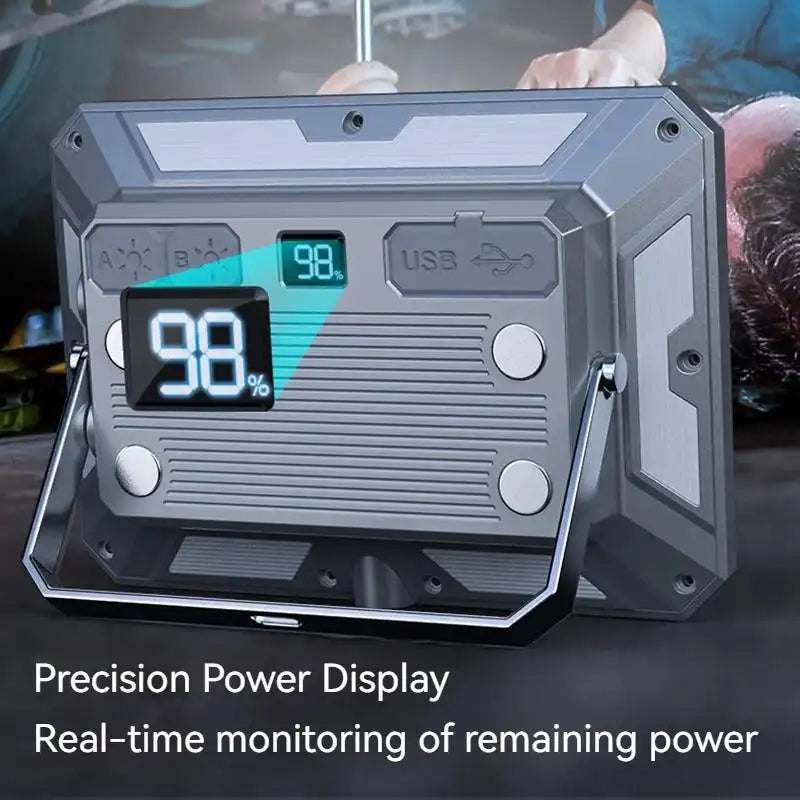 Rechargeable searchlight with power display feature