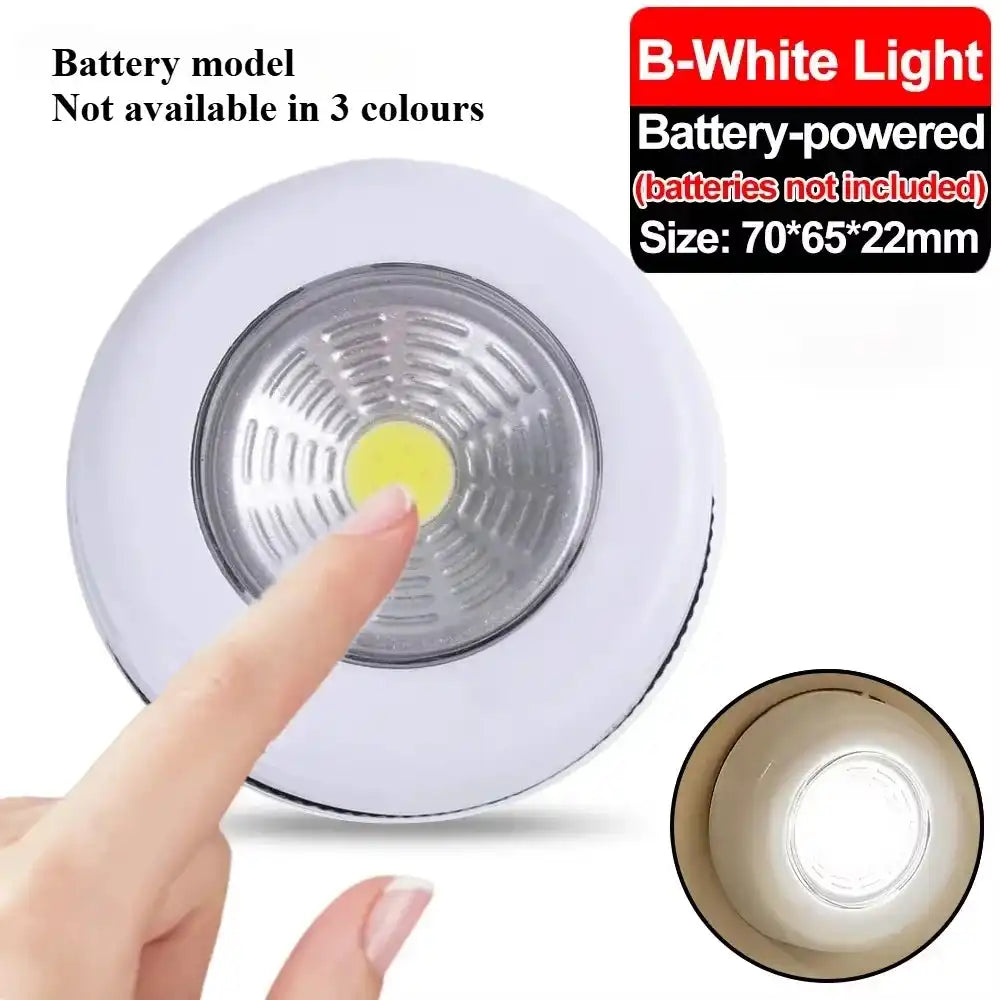White LED night light with touch control, rechargeable battery, compact size for home decor