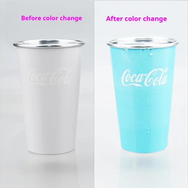 470ml Portable Aluminum Mug-CocaCola Cups ColorChanges When Cool Perfect for Cold Sensation Outdoor Camping Beer Cold DrinksCup beyutihealth