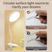 LED clip-on desk lamp with flexible neck and white base for study or reading